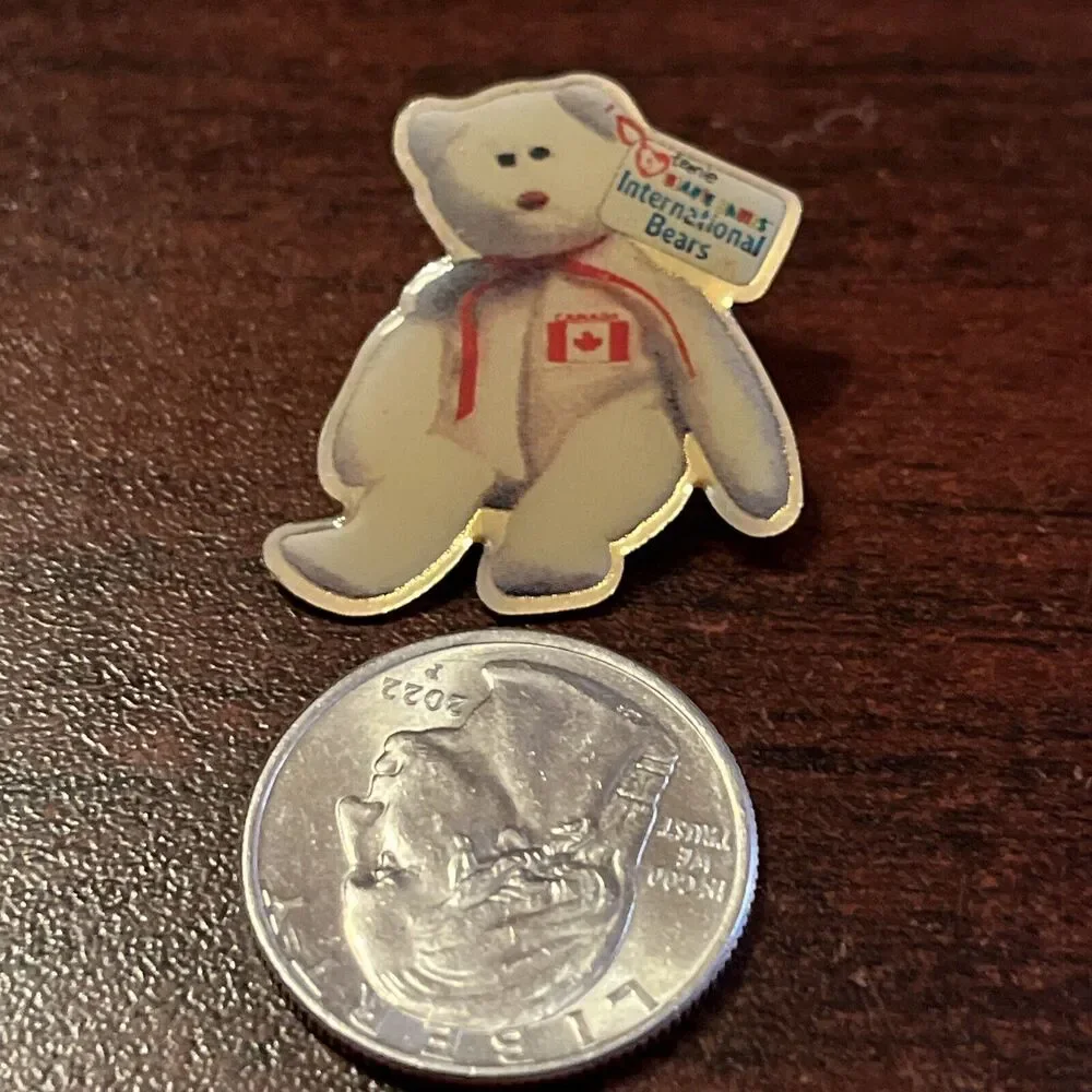 McDonald's Ty Teenie Beanie Babies International Bears Maple Lapel Hat Pin‎